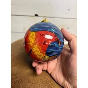 Unique & Beautiful Hand Painted Glass Ornament w/ Case